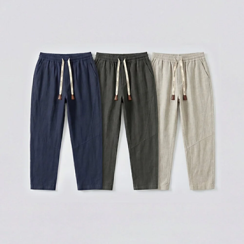 Pack de 3 x Tsuki - Pantalon confort japonais en lin